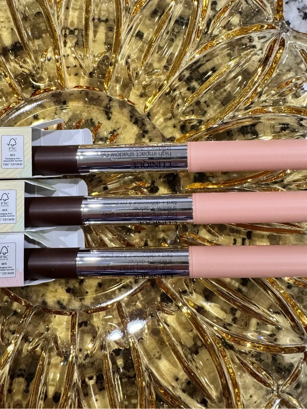 Clinique High Impact Shadow Play Eyeshadow 04 - Pink/Brown (Pack of 3) - New